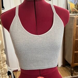 Lemon Heather Gray Ribbed Tank Top/Black Small